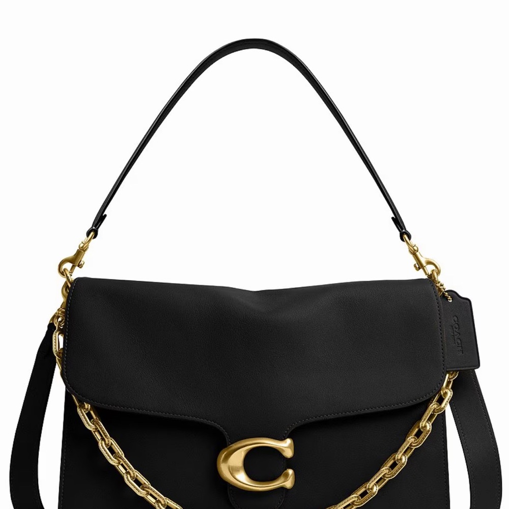Coach Black Shoulder Bag with Gold Chain